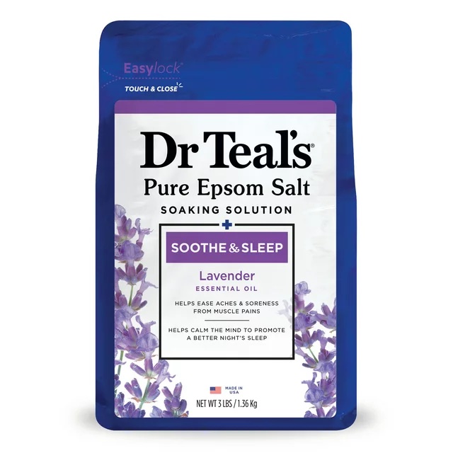 Dr Teal's Pure Epsom Salt Soothe & Sleep with Lavender, one of the celebrity favorite drugstore beauty products