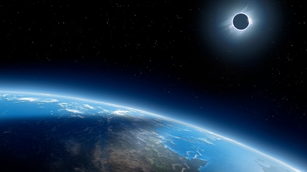 An eclipse seen in space