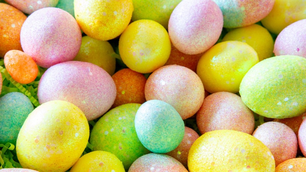 Easter eggs dyed with rice and food coloring