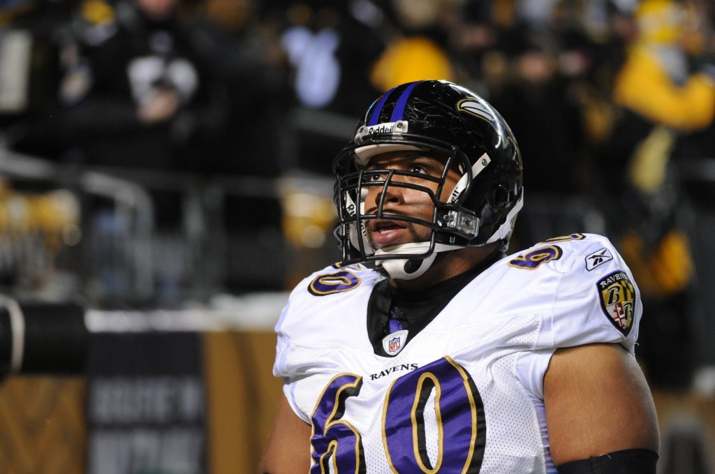 Jason Brown playing for the Baltimore Raven