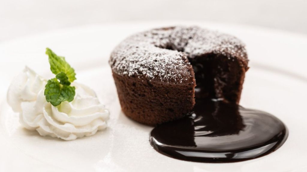 chocolate lava cake with whipped cream