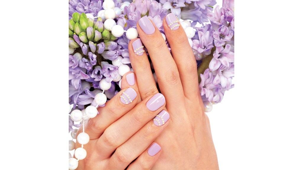 lilac nails with pearl decals Easter nail designs