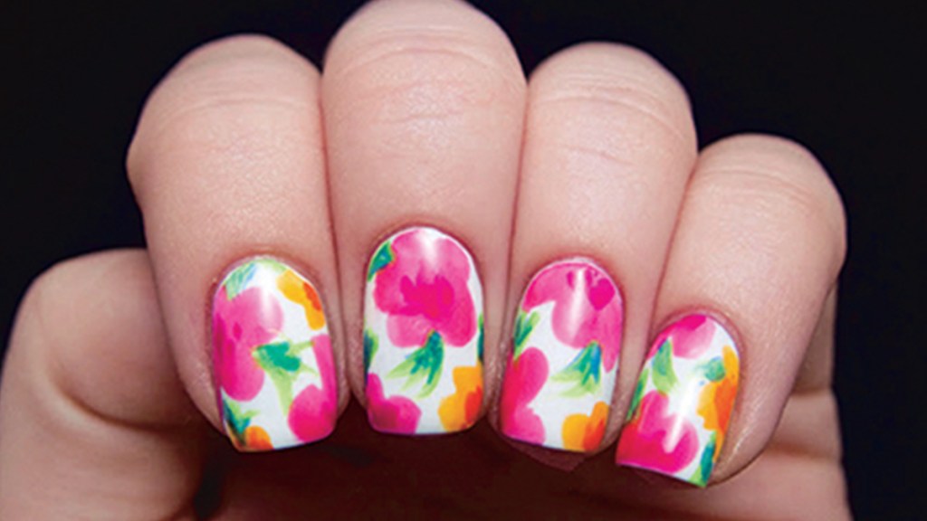 watercolor floral nails