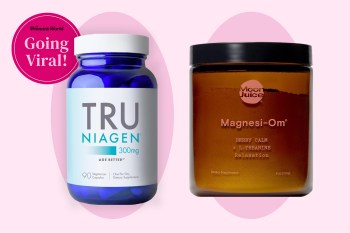 Images of Tru Niagen and the Manesi-om supplement from Moon Juice, two supplements available on Amazon that are supposed to promote better sleep.