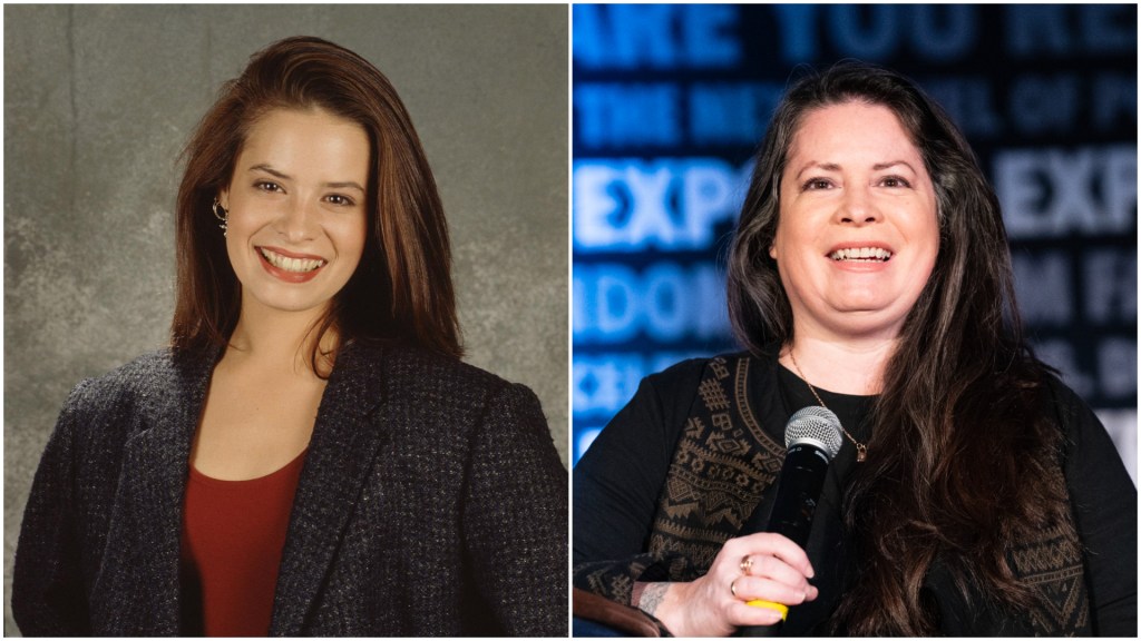 Holly Marie Combs in 1992 and 2024