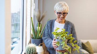 Woman with houseplants