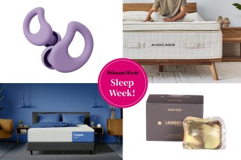 Images of mattresses and other products designed to help you get a better night of sleep with a bannger that reads 'Woman's World Sleep Week!'