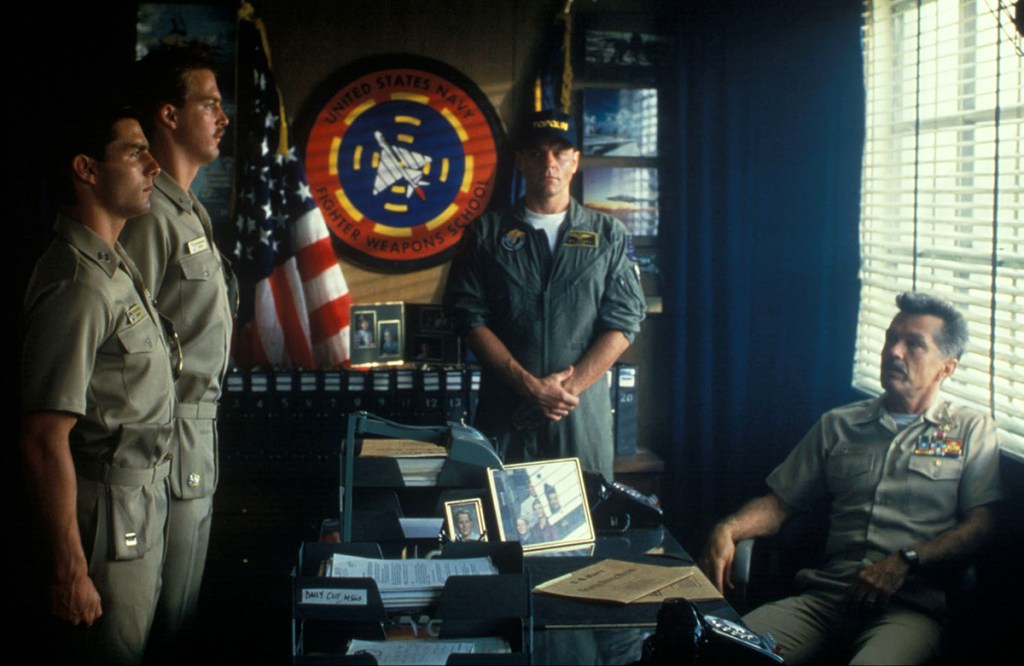 Tom Cruise, Anthony Edwards, Michael Ironside and Tom Skerritt in 1986's Top Gun