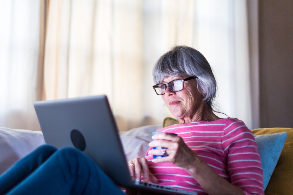 Woman on laptop online shopping 