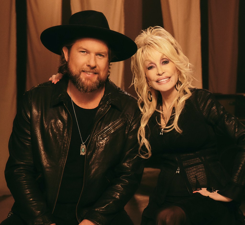 Zach Williams and Dolly Parton on set of the "Lookin' For You" music video