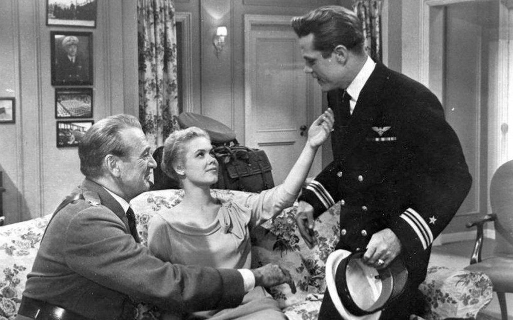 Gary Cooper, Elizabeth Montgomery and Jack Lord in 1955's The Court Martial of Billy Mitchell