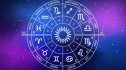Zodiac circle on the background of the dark cosmos. Astrology. The science of stars and planets