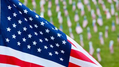 Memorial Day weekend horoscope: USA, Pennsylvania, Fort Indiantown Gap, American flags in memory of war dead at National Cemetery on Memorial Day weekend