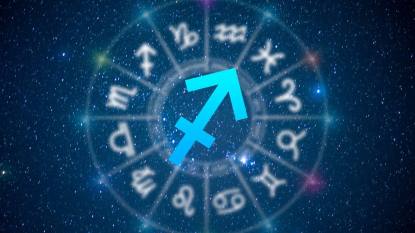 Sagittarius Astrology and horoscope predictions aries symbol on stars in the universe background light