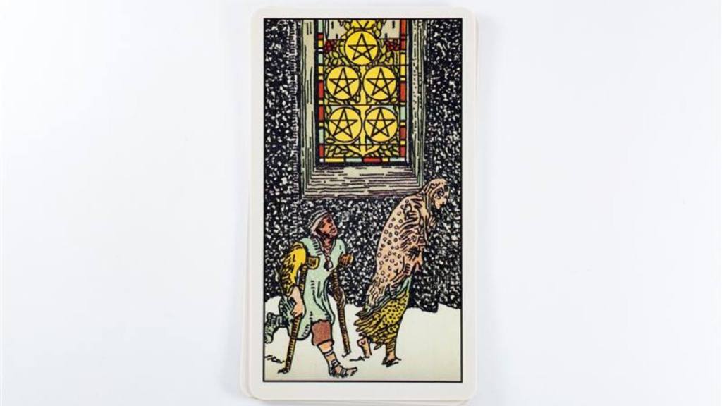 The five of pentacles card