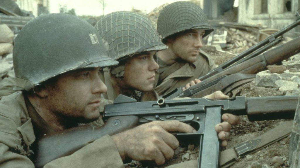 Men with weapons ready; patriotic movies