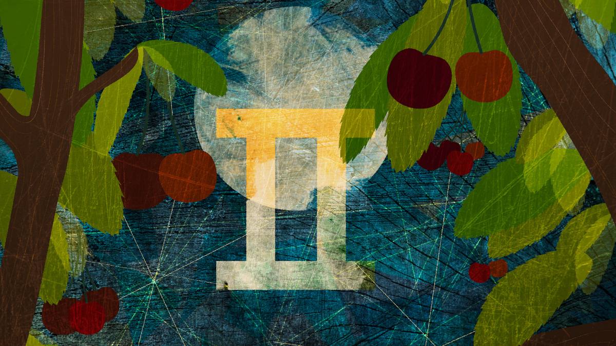 Astrological sign of Gemini with cherry trees and the moon