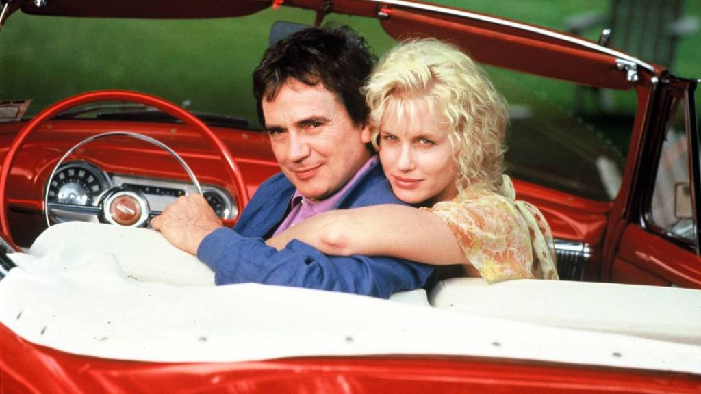 Man and woman in a car; Dudley Moore movies and tv shows