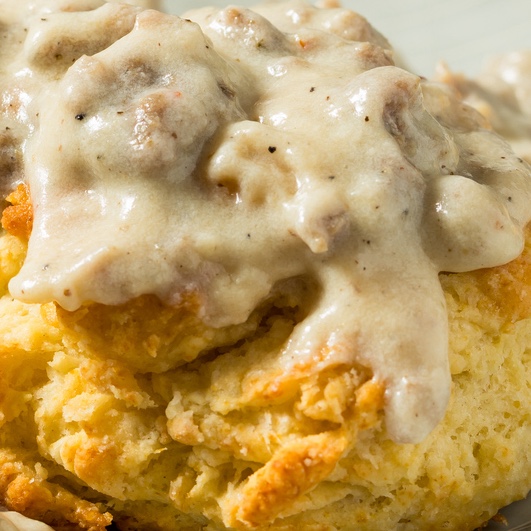 Southern biscuits and gravy