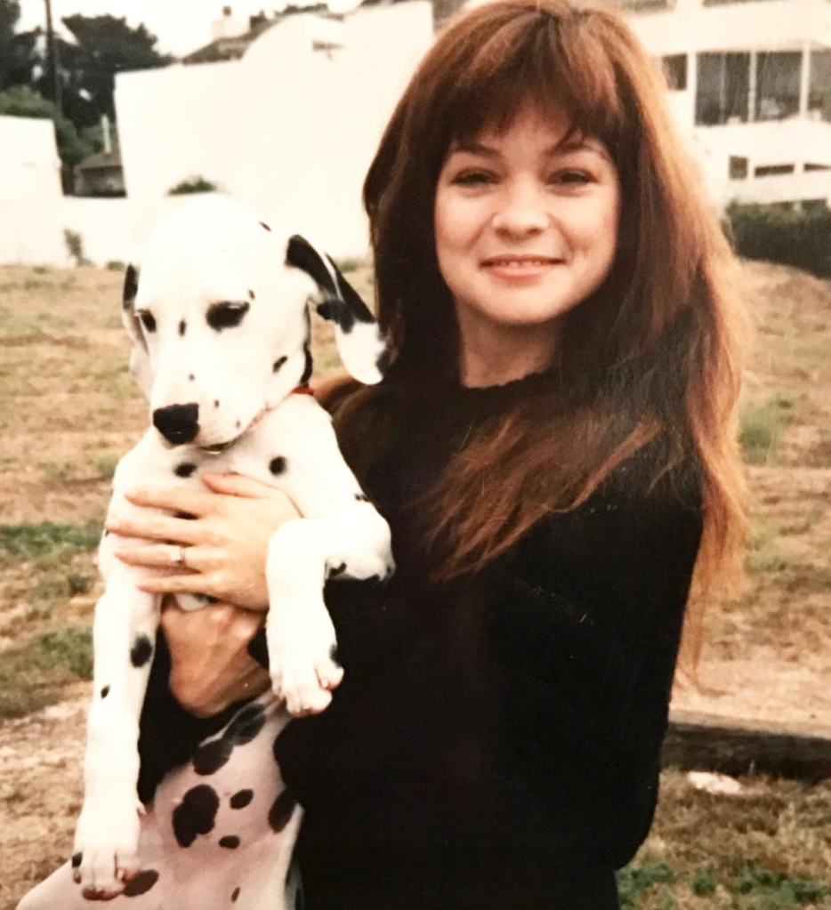 Valerie Bertinelli with her dog in 1990