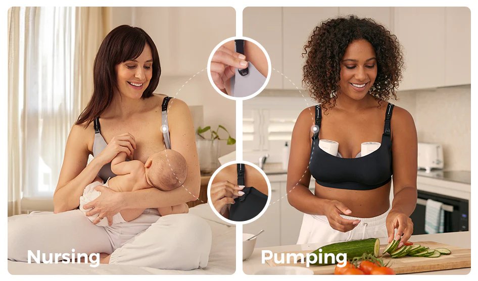 Momcozy HF020 Pump Bra enhances nursing and pumping