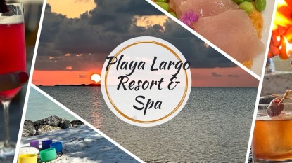 Images from the Playa Largo Resort and Spa in Key Largo, Florida with text that reads 'Playa Largo Resort and Spa.'