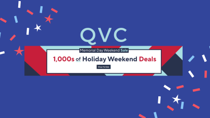 A graphic with 'QVC' and text referencing their Memorial Day Weekend Sale.