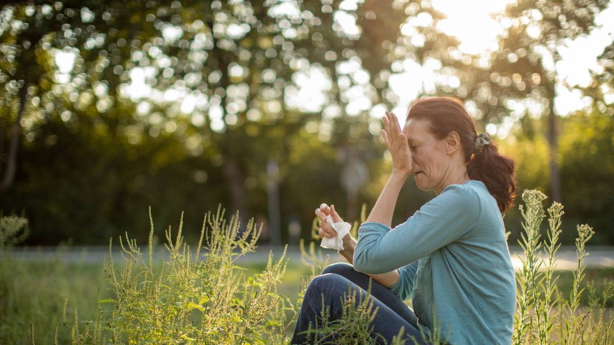 Woman with seasonal allergies