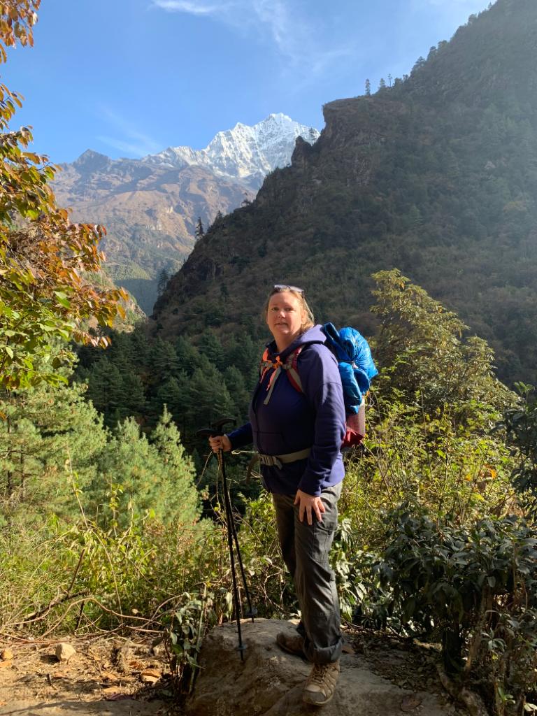 Catina Noble hiking Mt. Everest before her miraculous incident with her guardian angel