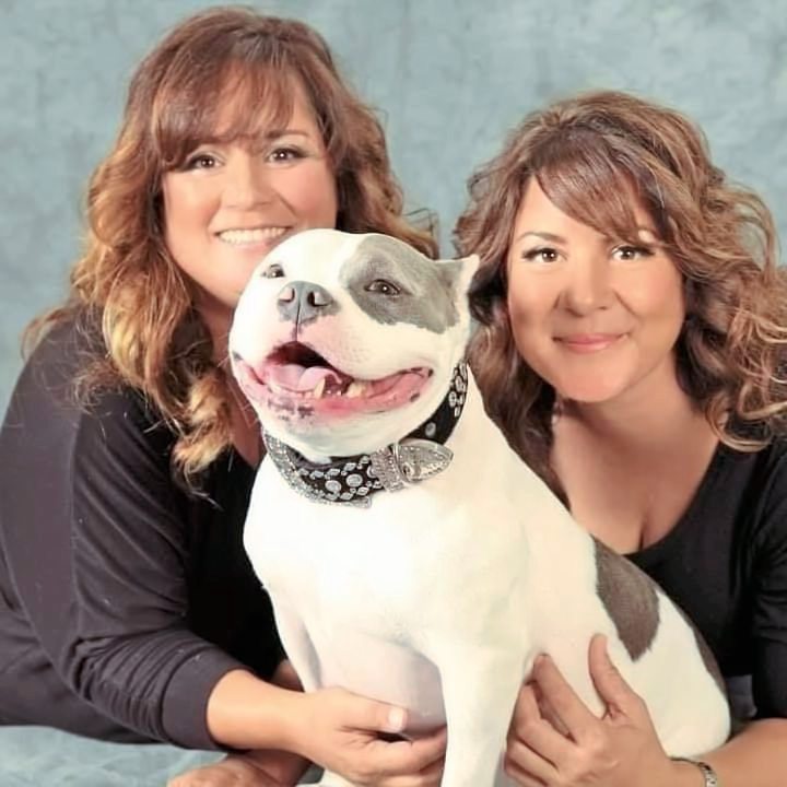 Annie (right) with her friend and woman who helped her launch the Crash Fund, Inc. to pay for vet care, Kristin Greene, with rescue dog Pickles