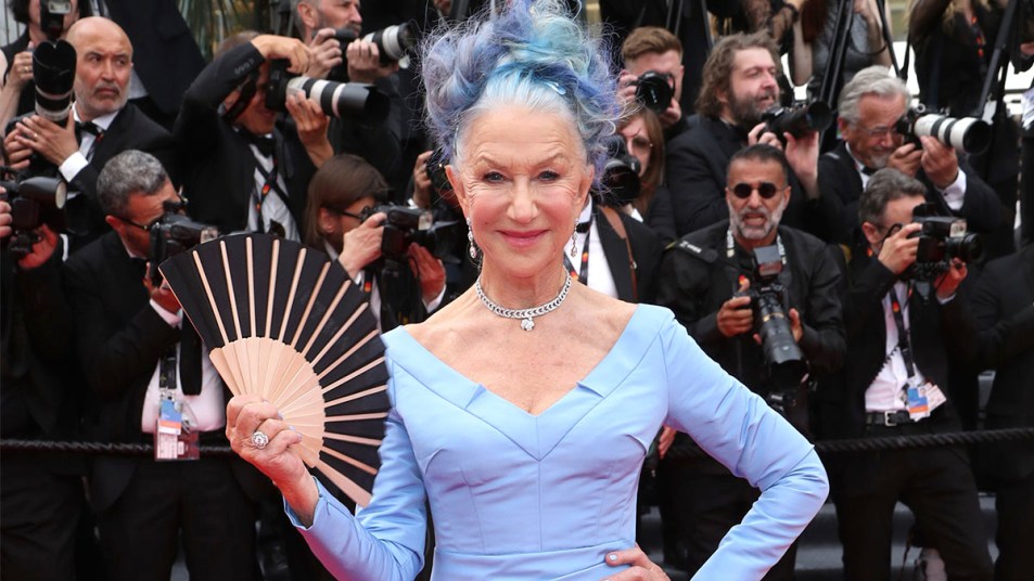 Helen Mirren with blue hair