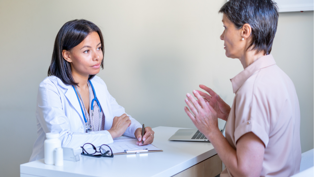 Woman talking to her doctor