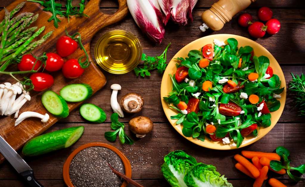 fresh green salad with vegetables