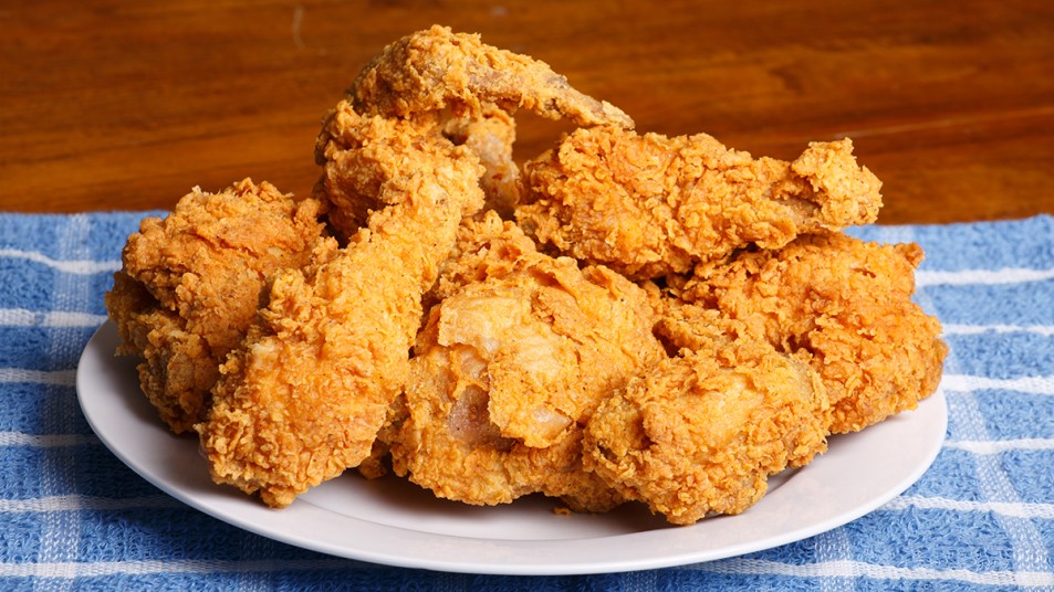 A plate of homemade fried chicken