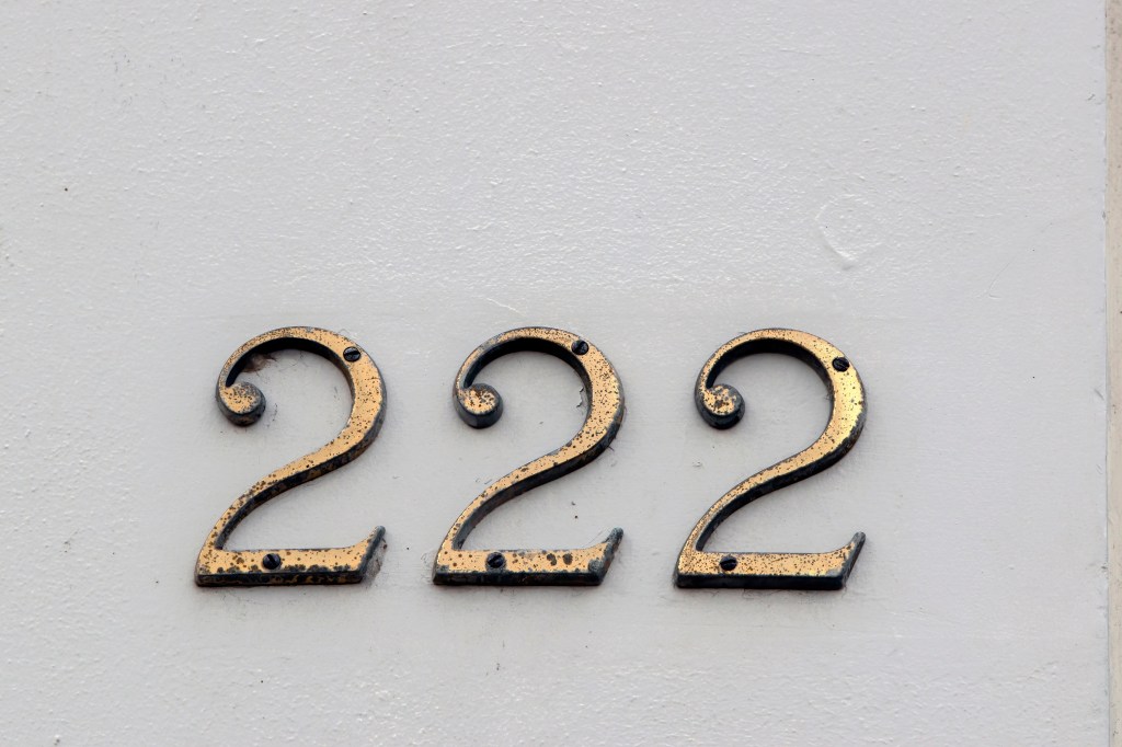 close up house numbers 222