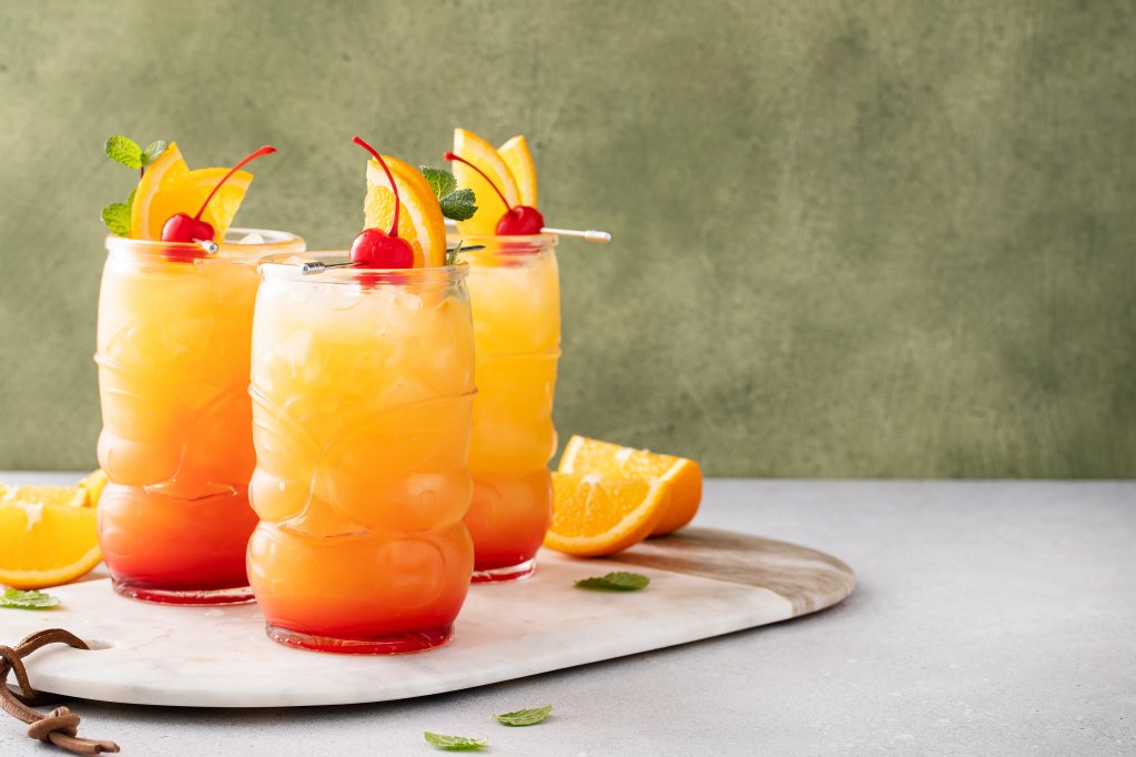 Rum punch in glasses