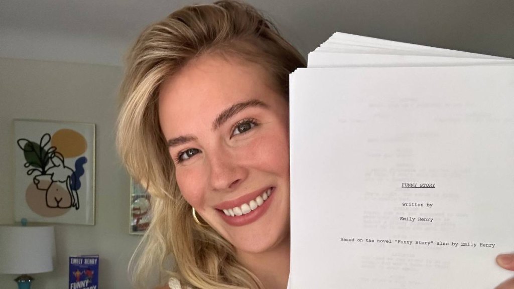 Emily Henry with the script for 'Funny Story'