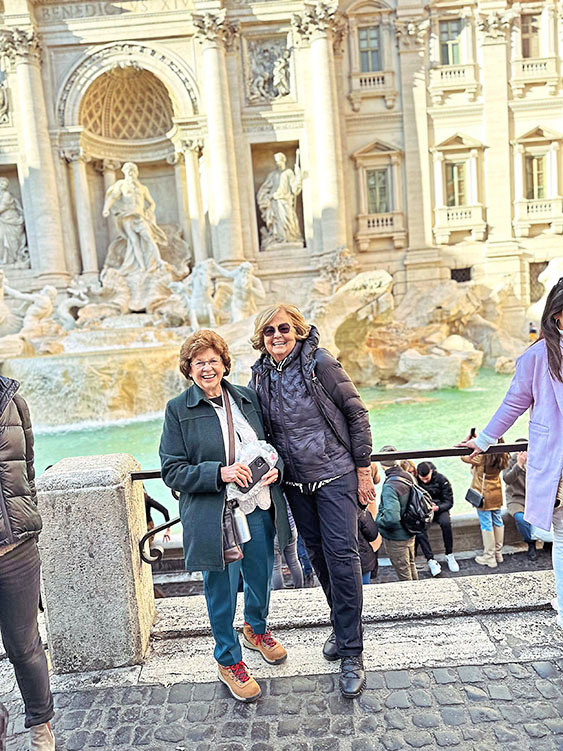 Ellie and Sandy, in Rome in front of the Trevi Fountain.
