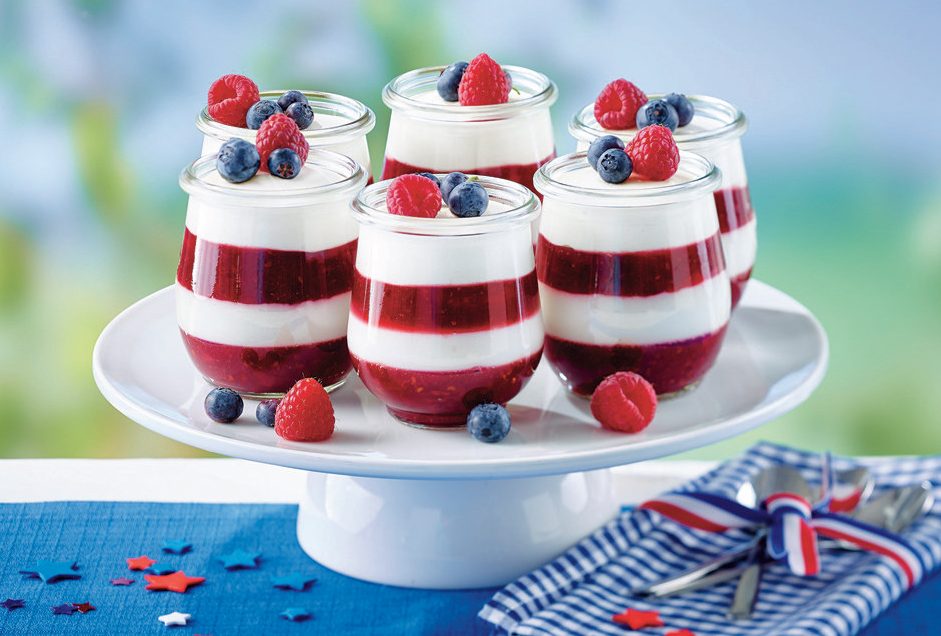 Red, white and blue parfait Jell-O dessert