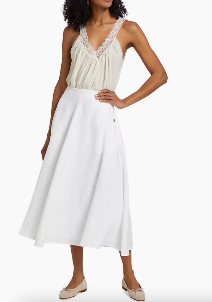Reformation Maia Linen Midi-Skirt