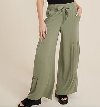 High Rise Tiered Wide Leg Pant