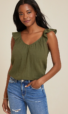 Double Cloth Flutter Strap Tank Top