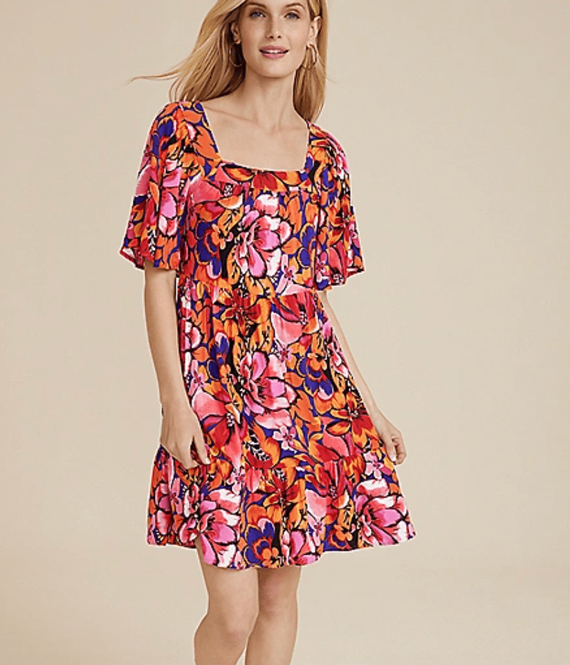 Flutter Sleeve Tiered Babydoll Dress