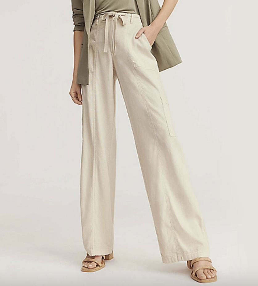 Soft Linen High Rise Cargo Wide Leg Pant
