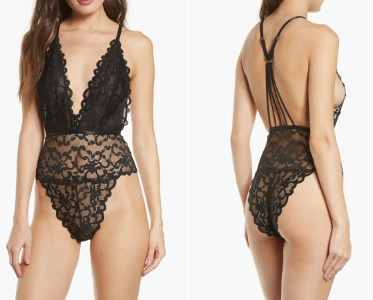 Oh La La Cheri Jeana Plunge High Leg Galloon Lace Teddy