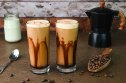 two mocha frappuccinos with homemade chocolate coffe srups
