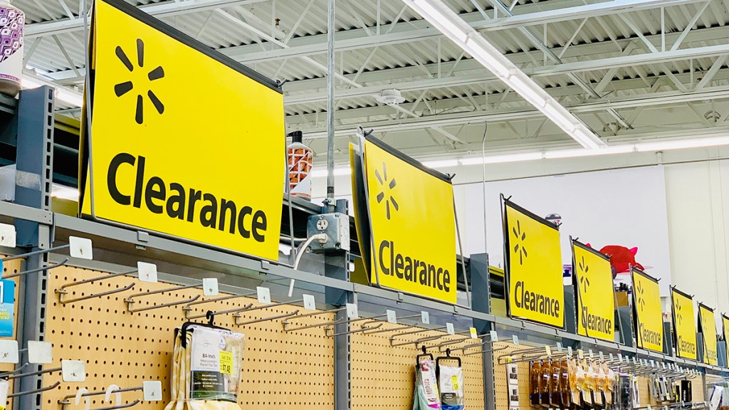 Clearance racks at a Walmart store