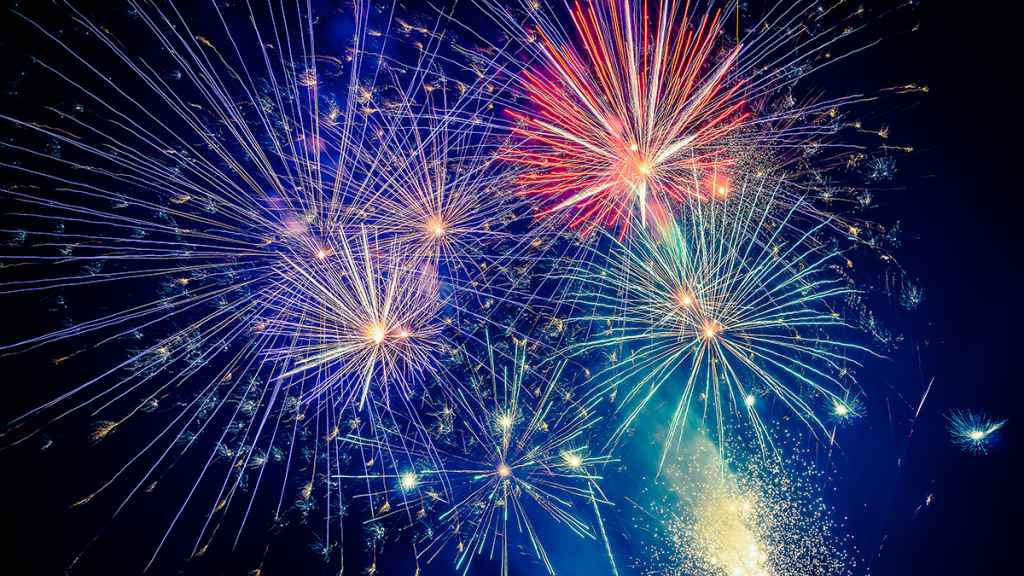 Fireworks in a night sky