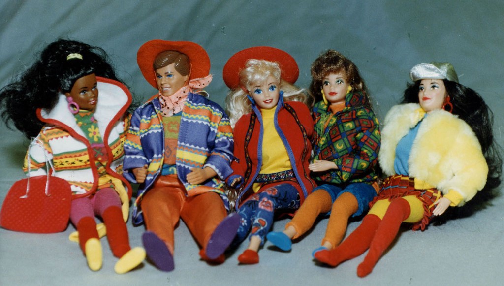 A variety of Barbie and Ken dolls in 1991