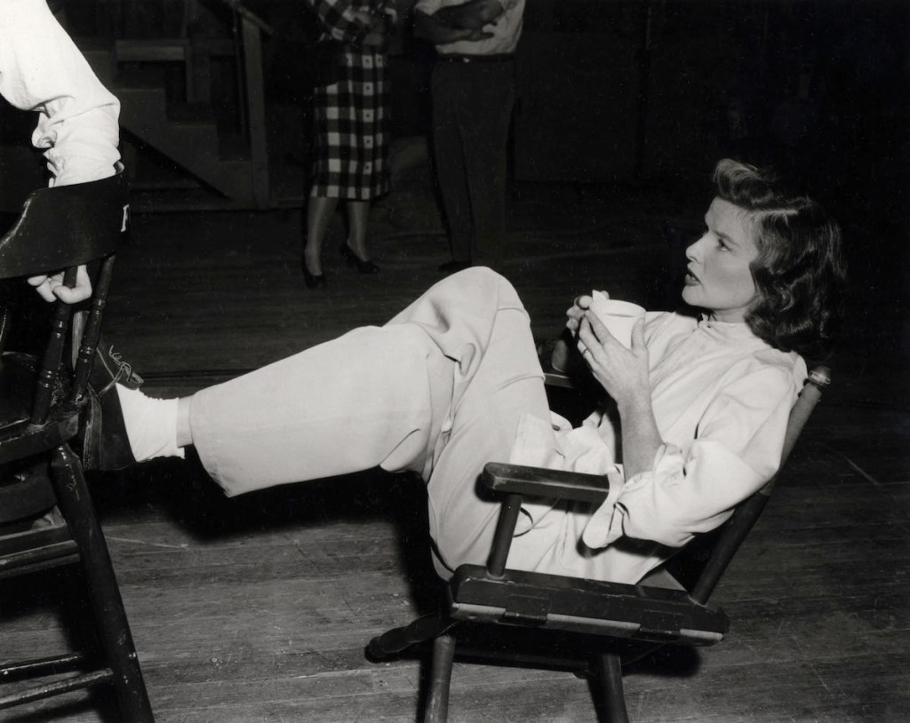Katharine Hepburn behind the scenes of State of the Union in 1948